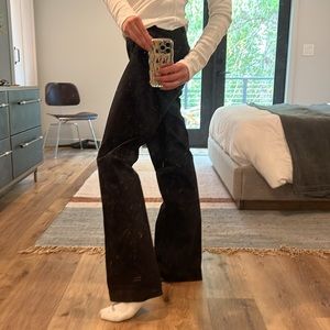 Milly Cotton blend black low rise straight leg trousers, size 0